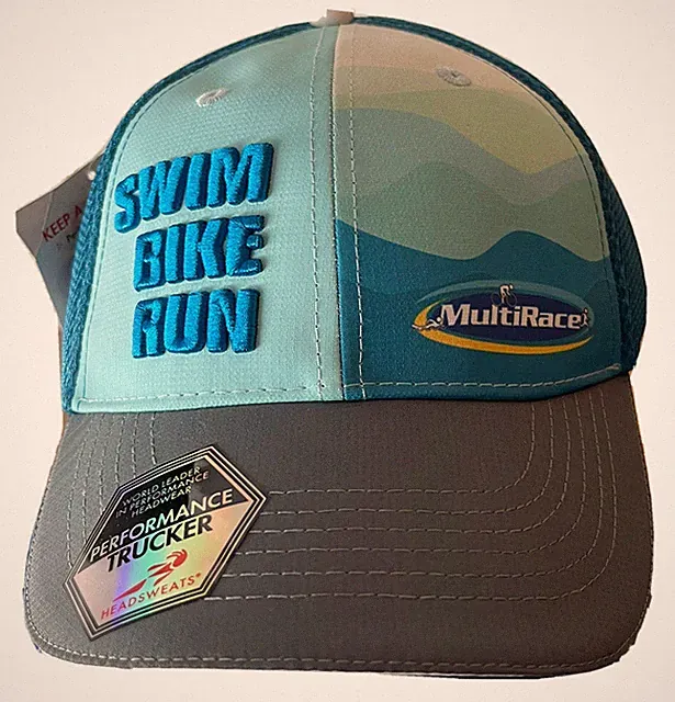 HEADSWEATS PERFORMANCE TRUCKER SNAPBACK HAT SWIM BIKE RUN TRIATHLON NWT